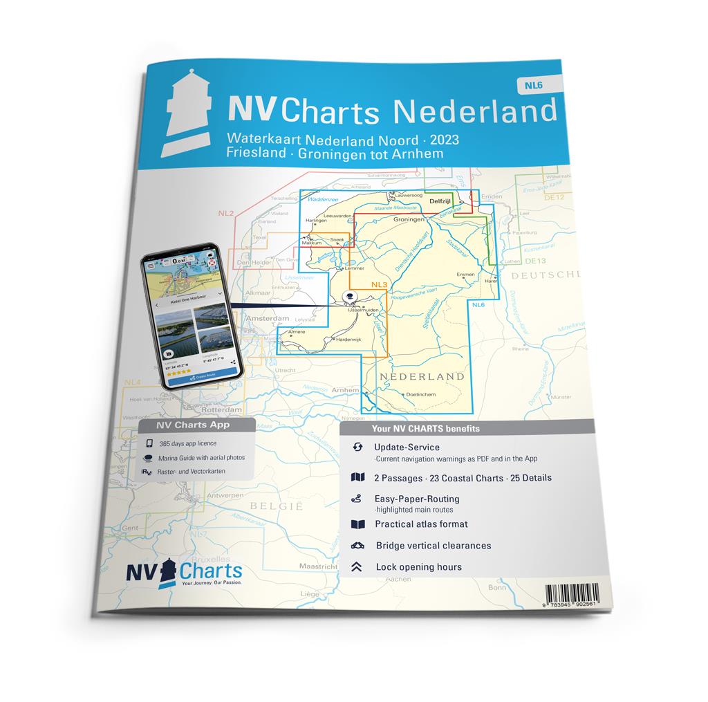 NV VERLAG VAAR-KAART NL6 Waterkaart Nederland Noord - Friesland - Arnhem 2023