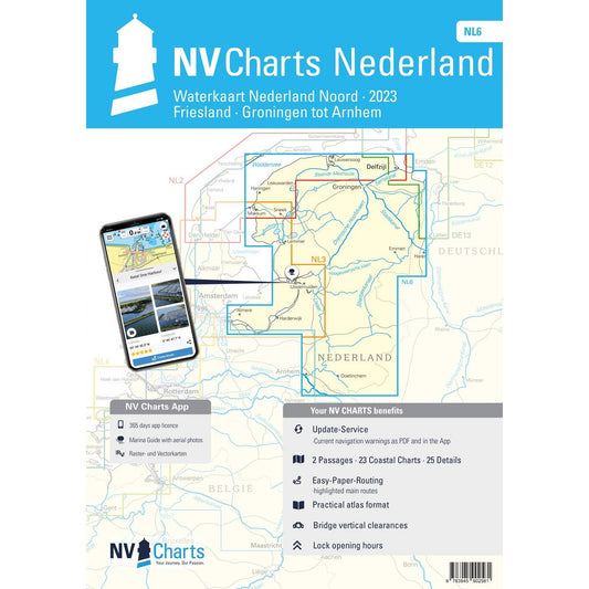 NV VERLAG VAAR-KAART NL6 Waterkaart Nederland Noord - Friesland - Arnhem 2023